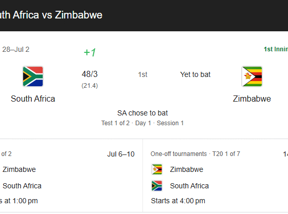 Zimbabwe vs South Africa, 1st Test Live Streaming